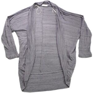 Made in USA Ginger G Cardigan Sweater Women M Heather Gray Open Front Slouchy